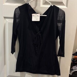 Elegant Black Lace Sleeve Top retro pinup girl rockabilly